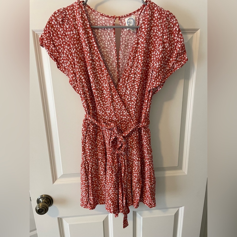 Blue Rain Coral Floral romper.